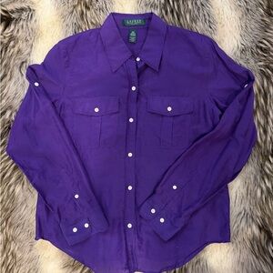 Ralph Lauren silk & cotton purple button down shirt